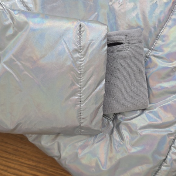 THEREABOUTS GIRLS SILVER "SHIMMER" PUFFER HOODED WINTER COAT SIZE XL 16 - Picture 8 of 16